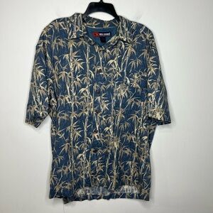 Reel legends tropical outdoor button down shirt blue tan men’s size XL fishing
